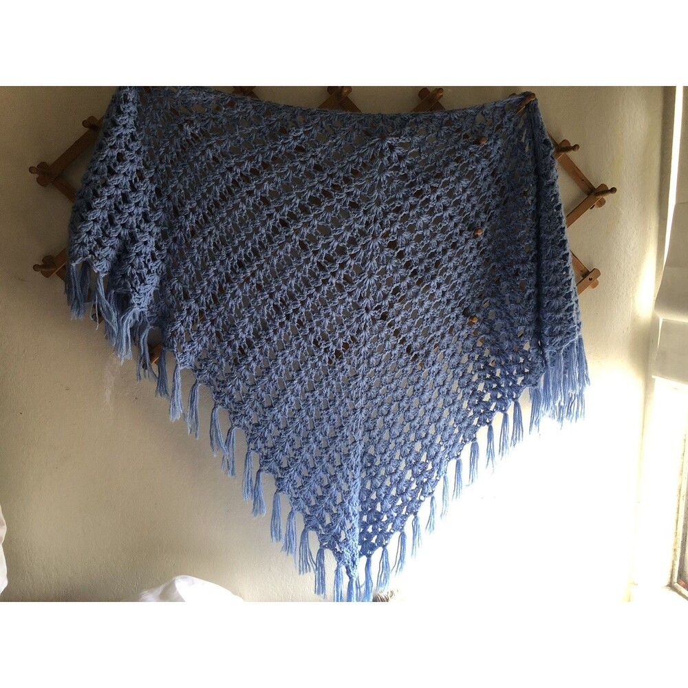 Vintage Crochet Scarf  Scarf Blue